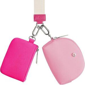 Double Mini Pouch Wristlet Zip Wallets Pinks